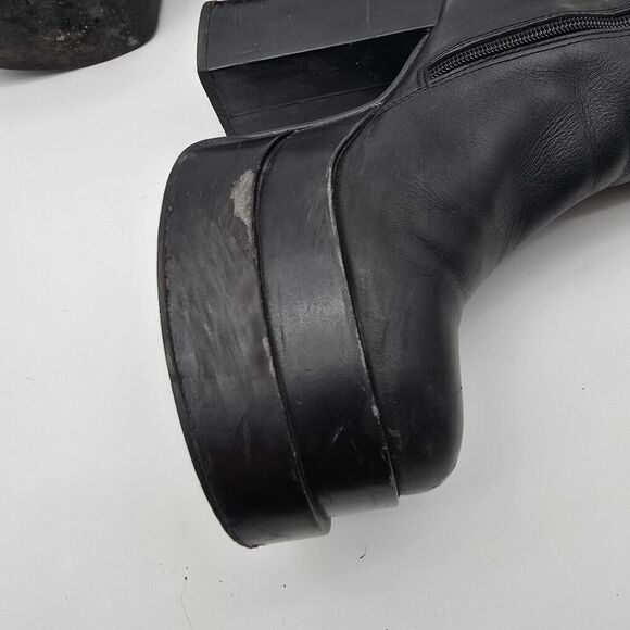 Steve Madden Boots 10 Black Cobra Platform Combat Zip Chelsea Square Heel Chunky - Picture 8 of 9